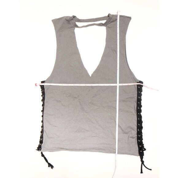 Grey Raw Hem Lace Up Muscle Tank 🐺 FOREVER 21 - Picture 8 of 8